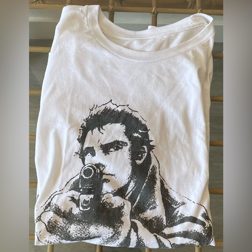 Large black and white Snatcher graphic tee